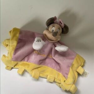 Disney Minnie Mouse Pink Yellow Lovey Security Blanket Crinkle